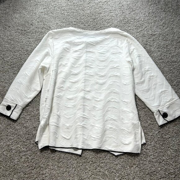 Kaktus Womens Asymmetrical Button Front Textured White Top XL - Picture 4 of 9